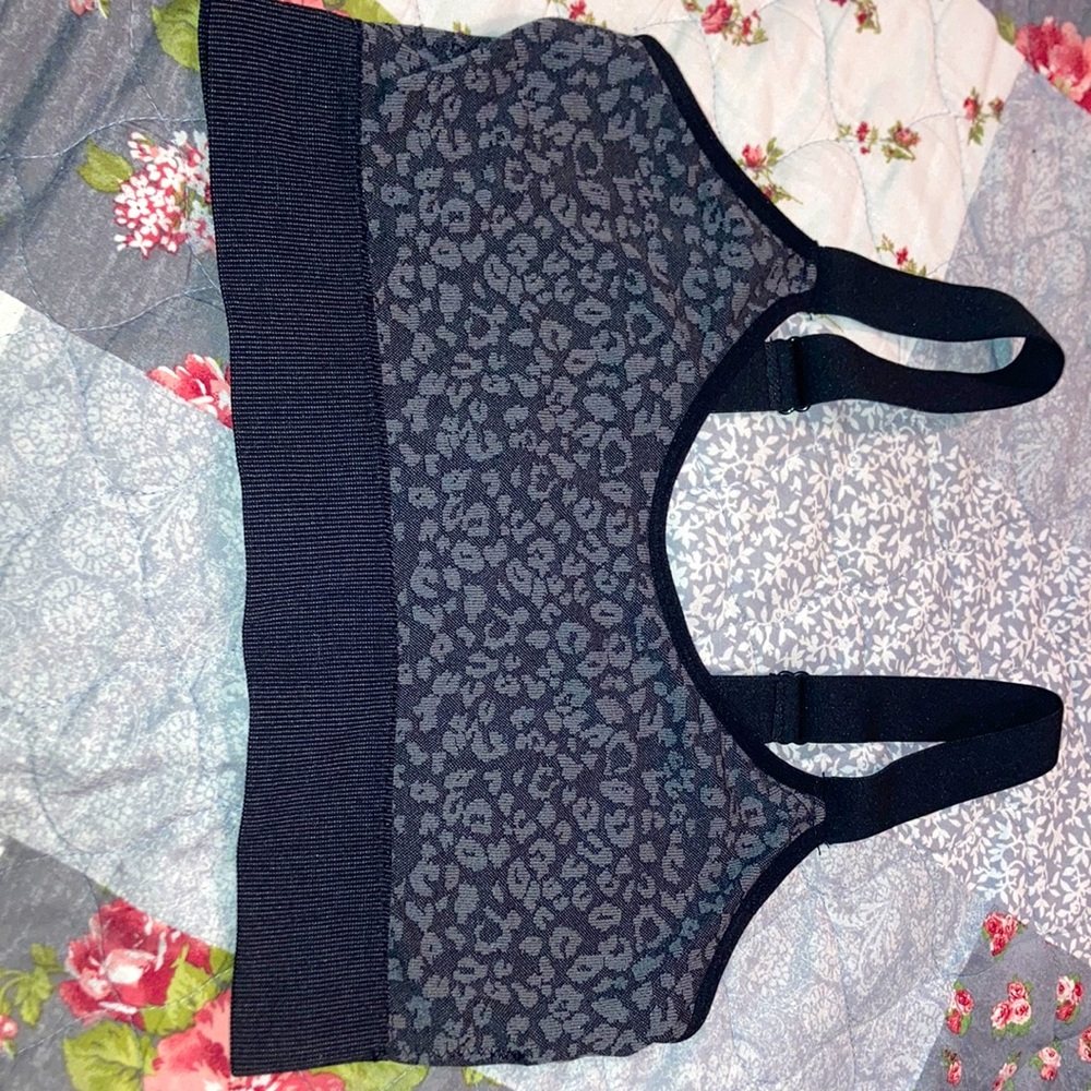 Black and Grey cheetah print sports bra